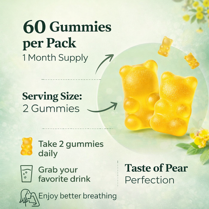 BetterFlow Mullein Gummies — 60 pear-flavored gummies per pouch, 30-day supply