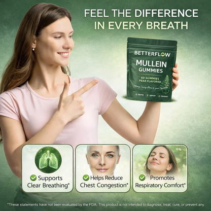 Customer using BetterFlow Mullein Gummies as part of her daily routine