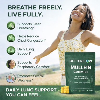 Customer adding BetterFlow Mullein Gummies to her daily wellness routine