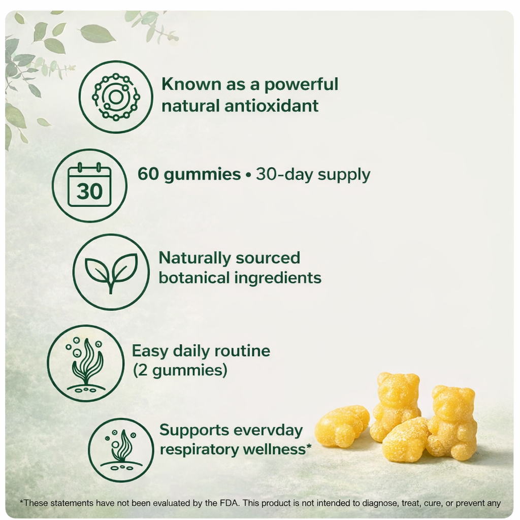 BetterFlow Mullein Gummies — pear-flavored chewable botanical supplement